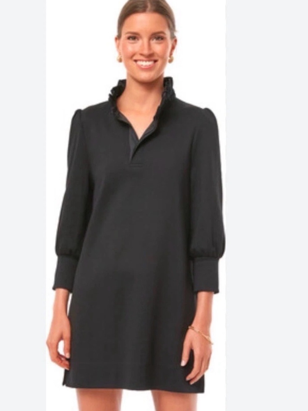 Pomander Place Women Medium Black Charlotte Tuckernuck Dress Terry Ruffle Collar